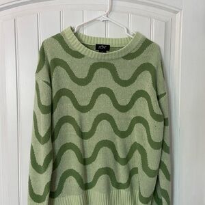 Sage green Wave Pattern Sweater